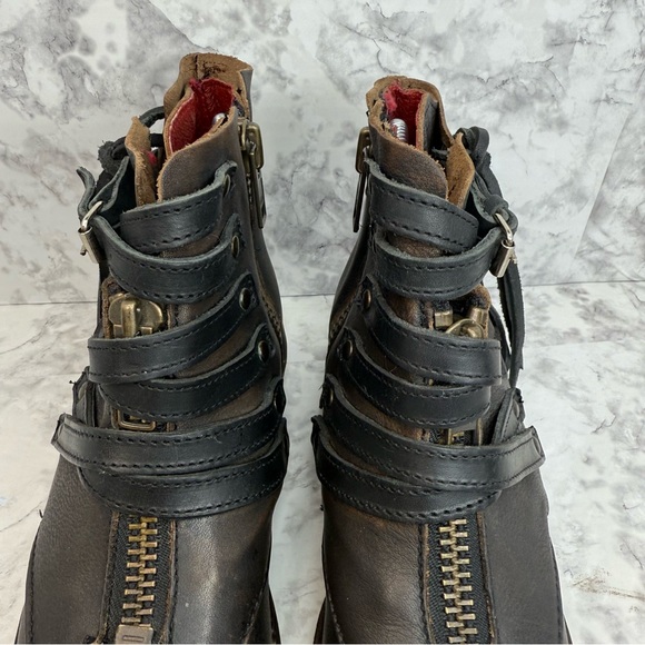 FREEBIRD LIMERICK Ankle Dark Brown Lace Zip Leather Distressed Boots Womens Sz 7 - Picture 10 of 16